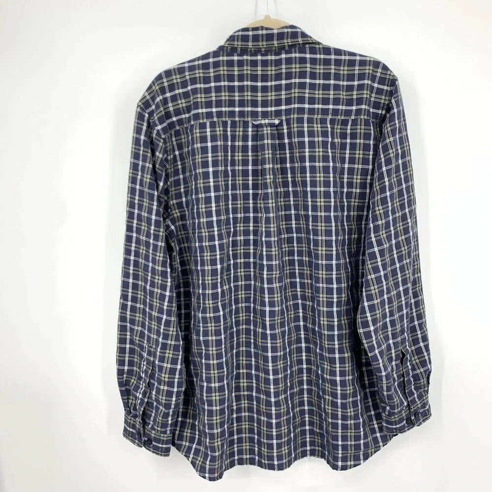 The‎ North Face Men Size Large Shirt Button Down Top Blue White Checkered Plaid